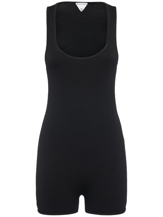 Bottega Veneta: Textured nylon bodysuit - Black - women_0 | Luisa Via Roma