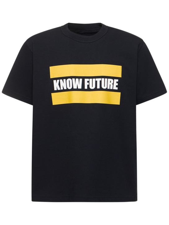 Sacai: Black Future 프린트 티셔츠 - 네이비 - men_0 | Luisa Via Roma