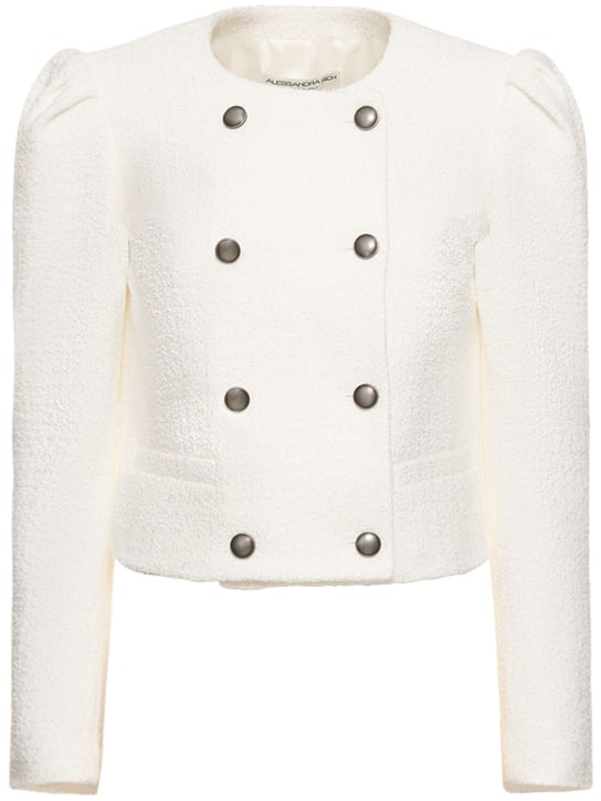 Alessandra Rich: Double breasted tweed bouclé jacket - White - women_0 | Luisa Via Roma