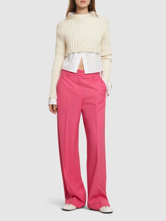 MSGM: Stretch wool pants - Pink - women_1 | Luisa Via Roma
