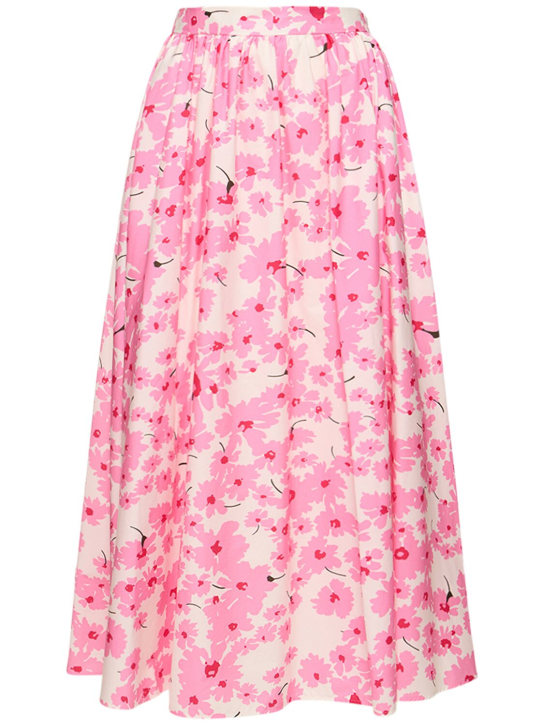 MSGM: Printed cotton midi skirt - White/Pink - women_0 | Luisa Via Roma