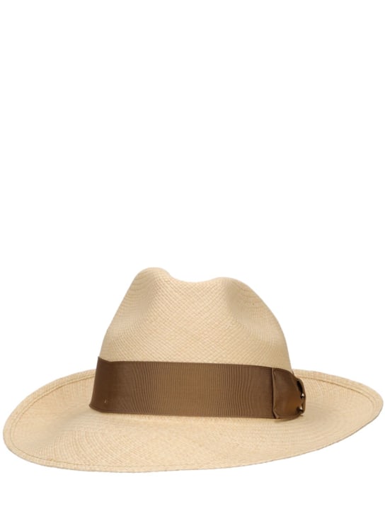 Borsalino: Amedeo 7.5cm brim straw Panama hat - Brown - men_0 | Luisa Via Roma