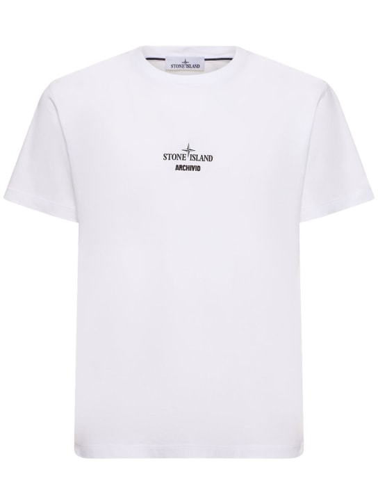 Stone Island: T-Shirt aus Baumwolle - Weiß - men_0 | Luisa Via Roma