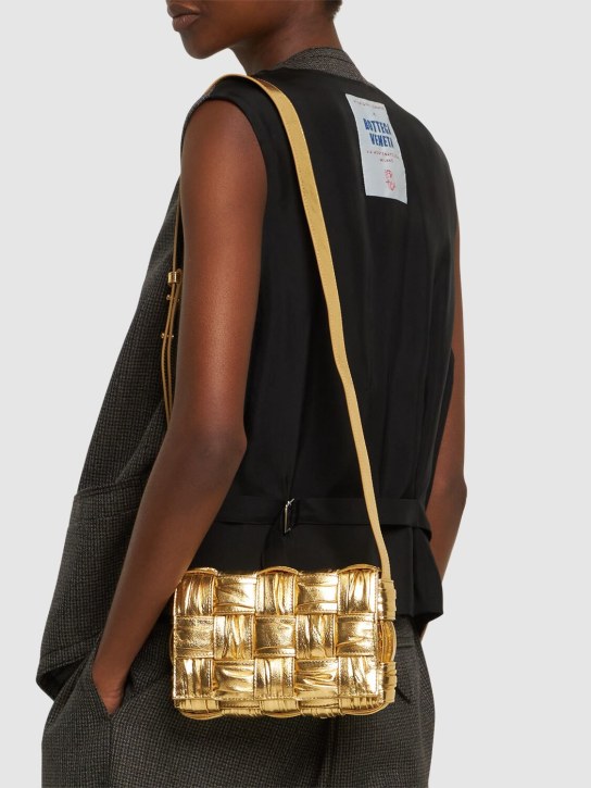 Bottega Veneta: Candy Cassette laminated leather bag - Gold - women_1 | Luisa Via Roma