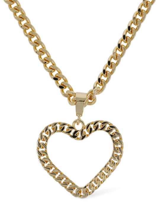 Moschino: Heart charm long necklace - Altın Rengi - women_0 | Luisa Via Roma