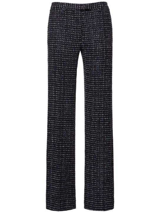 Alessandra Rich: Pantalones de tweed de lentejuelas - Azul Marino - women_0 | Luisa Via Roma