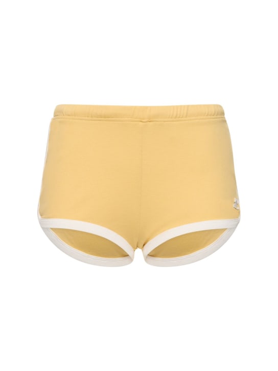 Courreges: Contrast cotton mini shorts - Yellow - women_0 | Luisa Via Roma