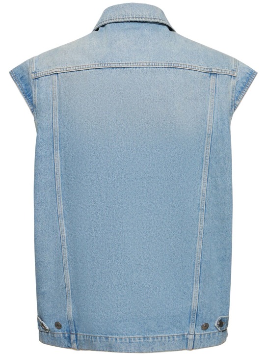 Martine Rose: Gilet in denim di cotone - Celeste - men_4 | Luisa Via Roma