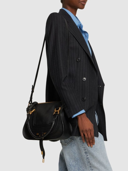 Chloé: Small Marcie leather shoulder bag - Black - women_1 | Luisa Via Roma