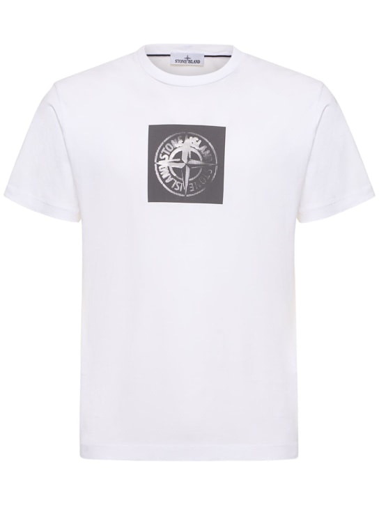 Stone Island: Printed t-shirt - Beyaz - men_0 | Luisa Via Roma