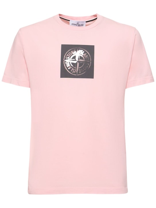 Stone Island: 프린티드 티셔츠 - 핑크 - men_0 | Luisa Via Roma