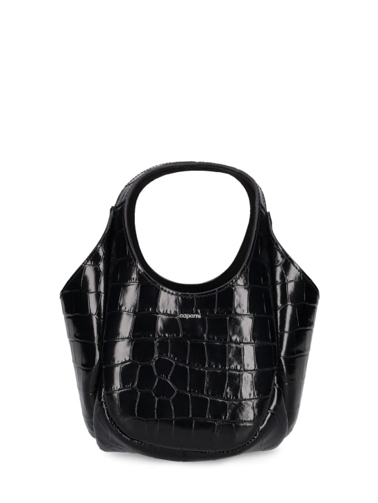 Coperni: Mini Swipe Bucket embossed leather bag - Siyah - women_0 | Luisa Via Roma