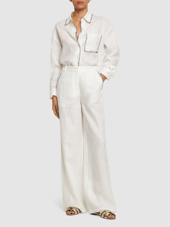 Marysia: Wegner linen straight pants - White - women_1 | Luisa Via Roma
