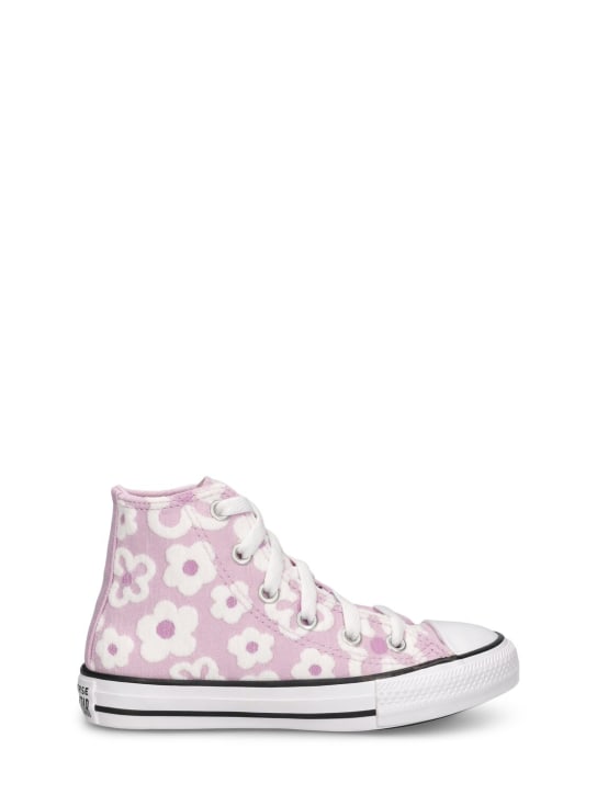 Converse: Embroidered flower canvas sneakers - Light Purple - kids-girls_1 | Luisa Via Roma