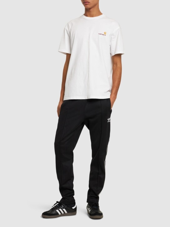 adidas Originals: Beckenbauer cotton blend track pants - Black/White - men_1 | Luisa Via Roma