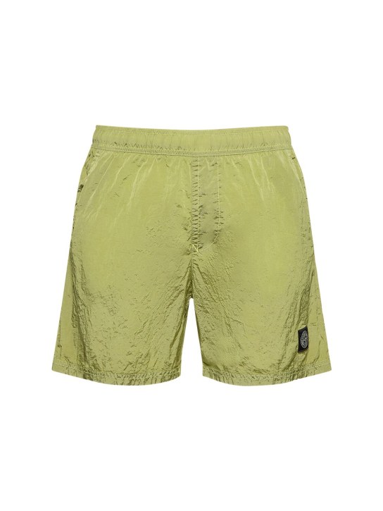 Stone Island: Nylon swim shorts - Lemon - men_0 | Luisa Via Roma