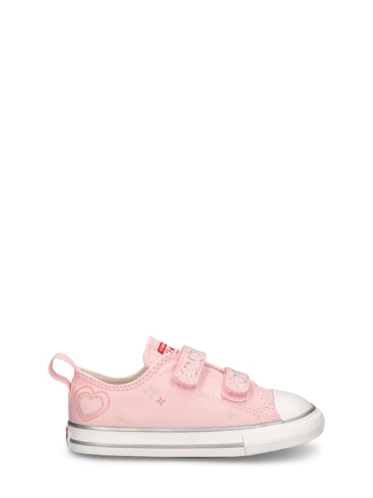 Converse: Embroidered heart canvas strap sneakers - Pembe - kids-girls_0 | Luisa Via Roma