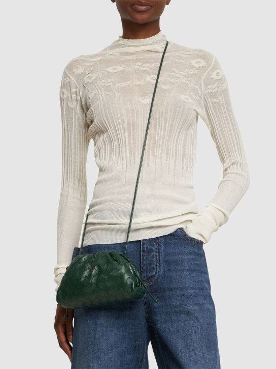 Bottega Veneta: The mini intreccio leather pouch - Raintree - women_1 | Luisa Via Roma