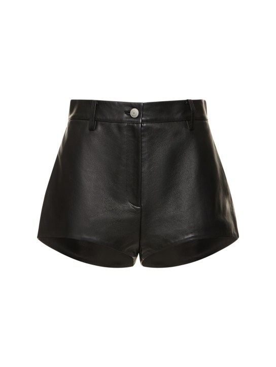 Magda Butrym: Leather high rise shorts - Black - women_0 | Luisa Via Roma