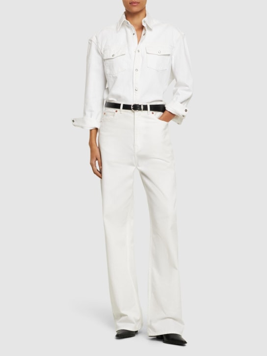 Wardrobe.nyc: Cotton denim shirt jacket - White - women_1 | Luisa Via Roma