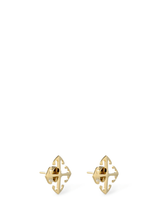Off-White: Mini Arrow brass earrings - Gold - women_1 | Luisa Via Roma
