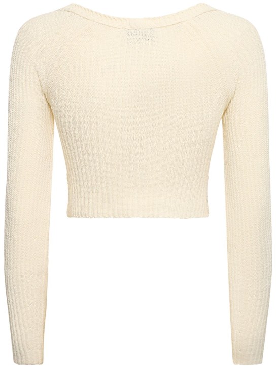 Blumarine: Cotton blend knit crop cardigan - women_4 | Luisa Via Roma