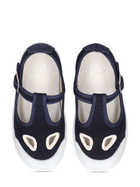 Il Gufo: Cotton canvas sandals - Navy - kids-boys_1 | Luisa Via Roma