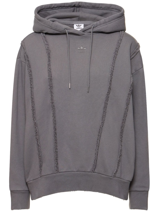 adidas Originals: Distressed hoodie - Siyah - women_0 | Luisa Via Roma