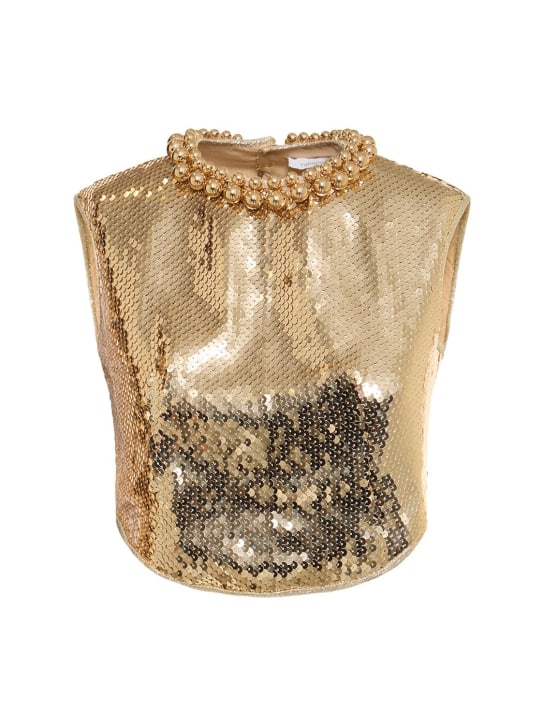 Rabanne: Embellished sequined sleeveless top - Gold - women_0 | Luisa Via Roma