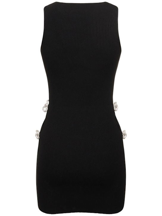 Mach & Mach: Embellished stretch knit mini dress - Black - women_4 | Luisa Via Roma