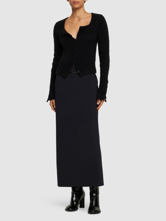 16arlington: Delta wool blend long skirt w/ belt - Koyu Mavi - women_1 | Luisa Via Roma