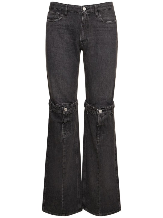 Coperni: Straight open-knee cotton denim jeans - Siyah - men_0 | Luisa Via Roma