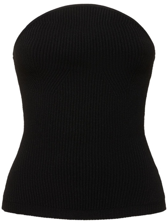 Khaite: Jericho strapless knitted viscose top - Siyah - women_0 | Luisa Via Roma