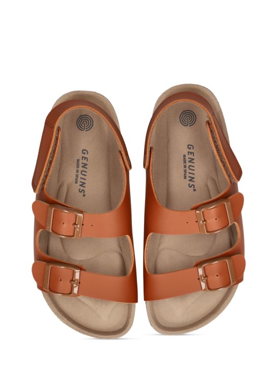 Genuins: Sandales en simili-cuir végan - Marron - kids-girls_1 | Luisa Via Roma