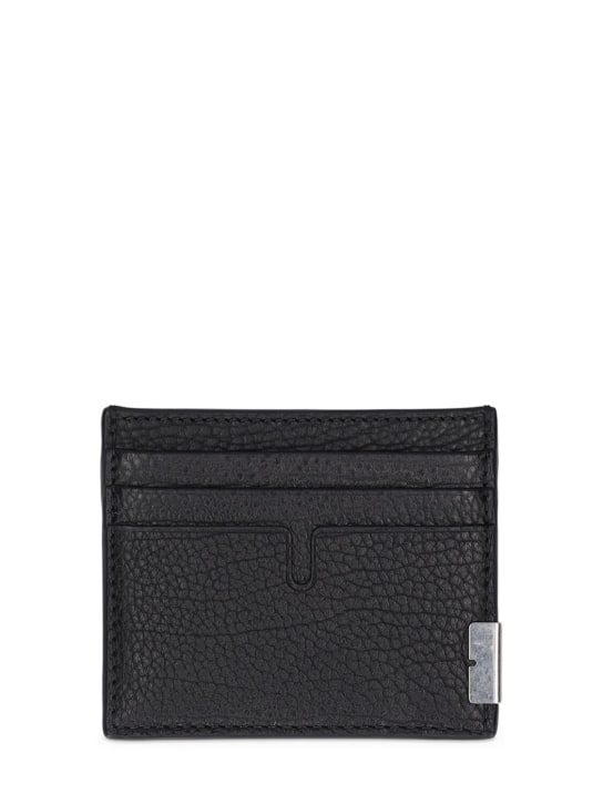 Burberry: Sandon grained leather card case - Black - men_0 | Luisa Via Roma