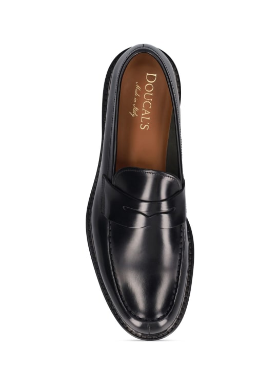 Doucal's: Penny Moc leather loafers - Black - men_5 | Luisa Via Roma