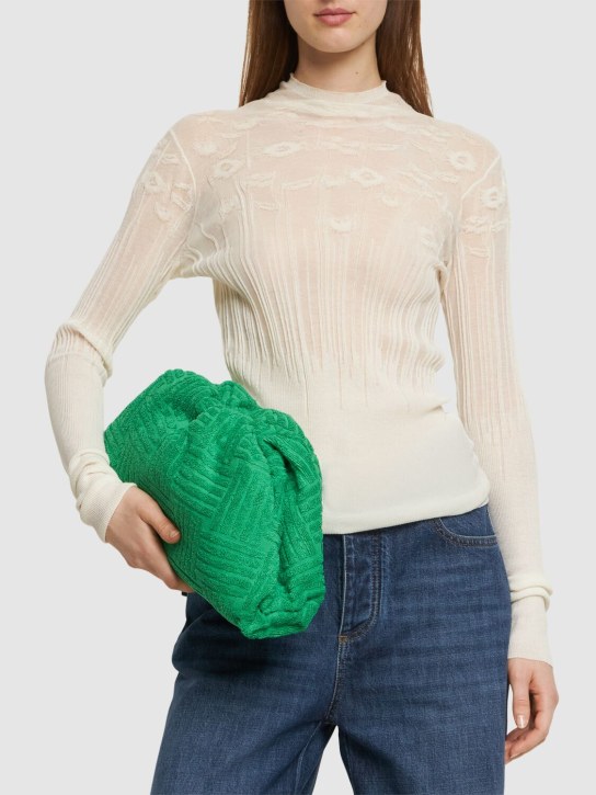 Bottega Veneta: The Pouch jacquard cotton bag - Grass-gold - women_1 | Luisa Via Roma