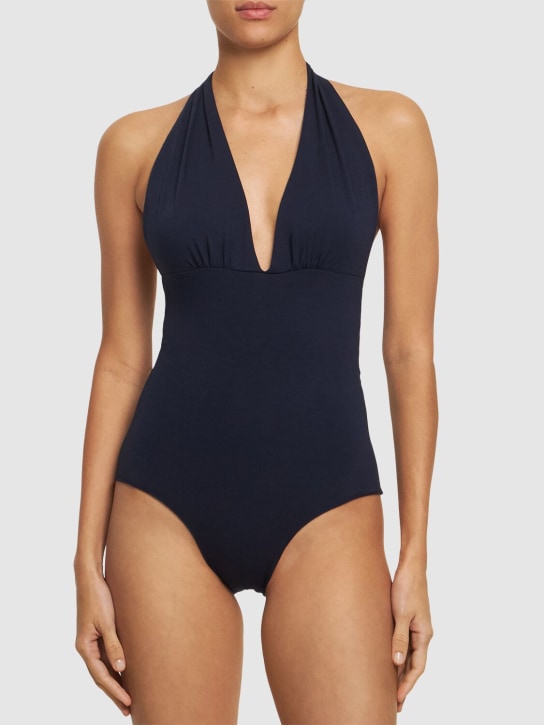 Isole & Vulcani: Seamless jersey one piece swimsuit - Lacivert - women_1 | Luisa Via Roma