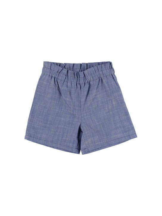 Bonpoint: Poplin cotton shorts - Blue - kids-girls_0 | Luisa Via Roma
