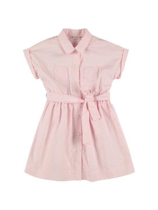 Bonpoint: 코튼 포플린 벨트 드레스 - 핑크 - kids-girls_0 | Luisa Via Roma