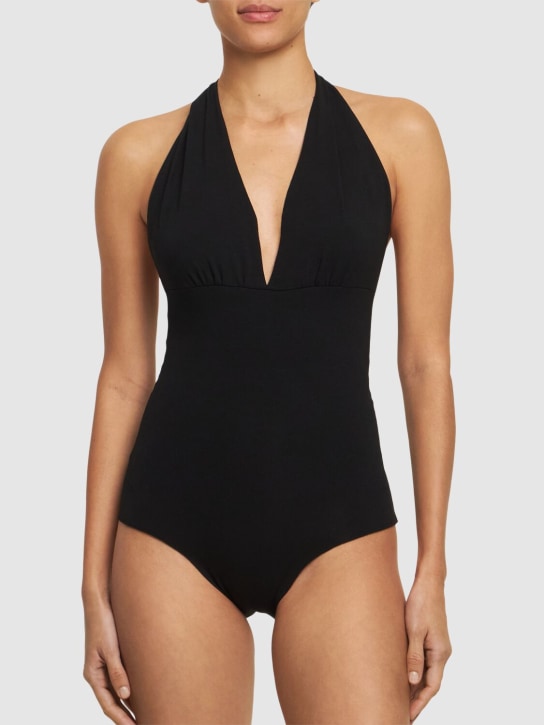 Isole & Vulcani: Seamless jersey one piece swimsuit - Siyah - women_1 | Luisa Via Roma