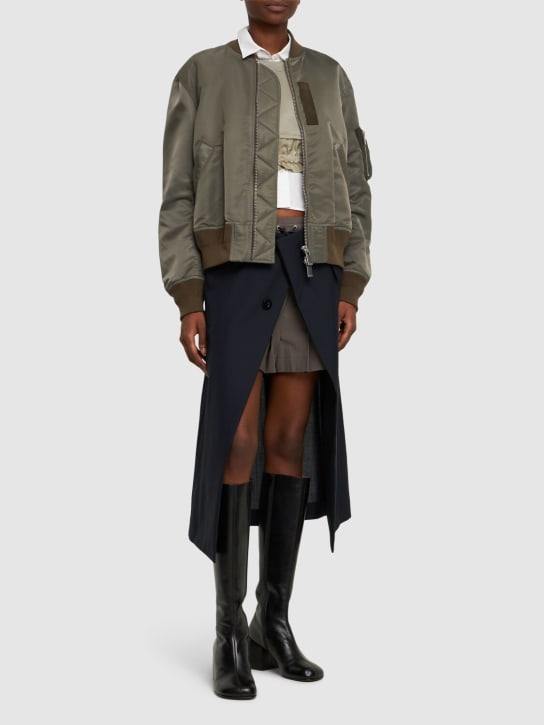 Sacai: Zip-up nylon bomber jacket - Taupe Grey - women_1 | Luisa Via Roma