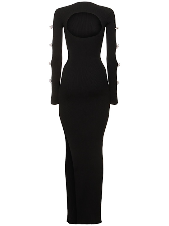 Mach & Mach: Embellished stretch knit maxi dress - Black - women_4 | Luisa Via Roma