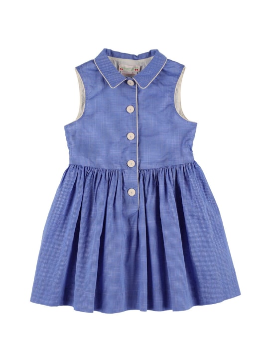 Bonpoint: Cotton chambray dress - Mavi - kids-girls_0 | Luisa Via Roma