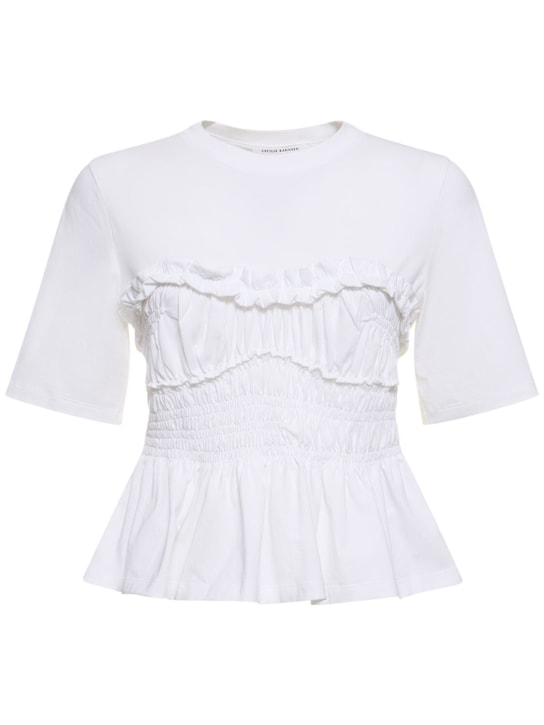 Cecilie Bahnsen: Vilde jersey cotton t-shirt - Beyaz - women_0 | Luisa Via Roma