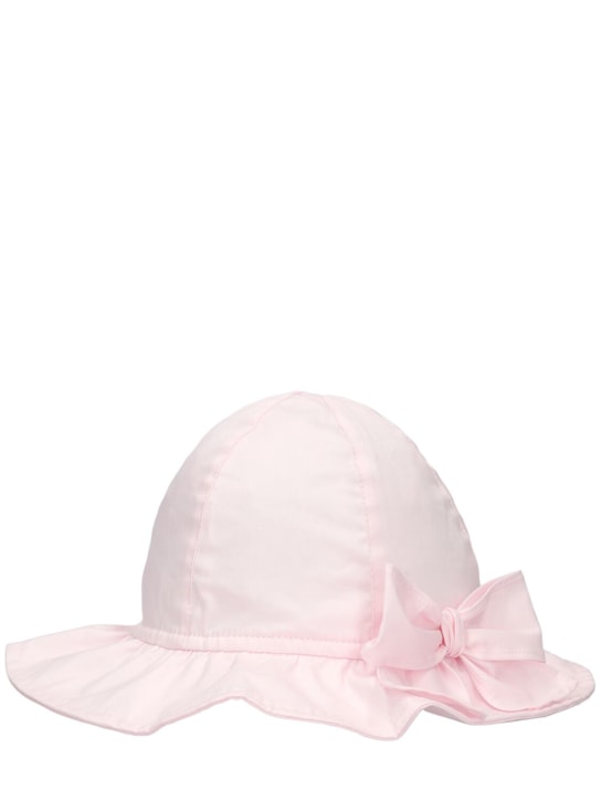 Il Gufo: Cotton poplin hat w/bow - Pink - kids-girls_1 | Luisa Via Roma