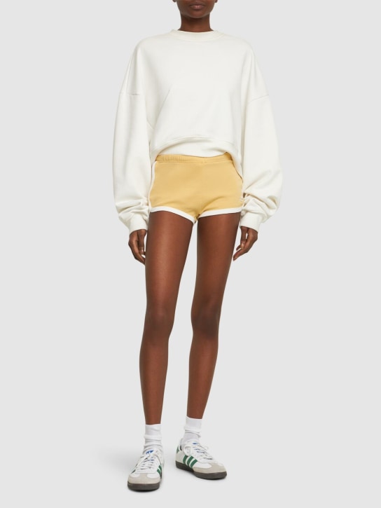 Courreges: Contrast cotton mini shorts - Yellow - women_1 | Luisa Via Roma