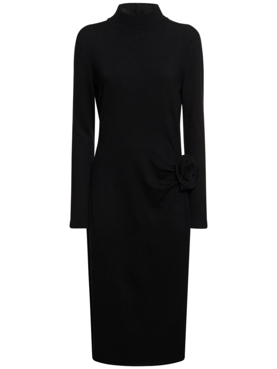 Magda Butrym: Draped wool & silk knit mini dress - Black - women_0 | Luisa Via Roma