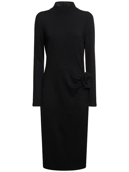 Magda Butrym: Draped wool & silk knit mini dress - Black - women_0 | Luisa Via Roma