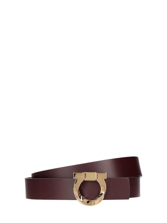 Ferragamo: 2.5cm Reversible leather belt - Dark Barolo - women_0 | Luisa Via Roma